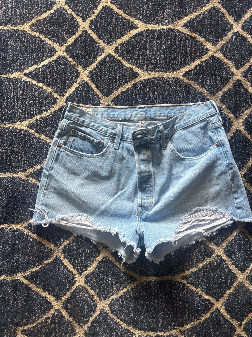 Levi's Light Blue Distressed Denim Shorts